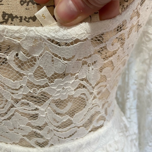 LoveShackFancy Alela White Lace Eyelet Bustier Long Sleeve Mini Dress Sz Small - Picture 14 of 15